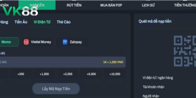 Hướng dẫn nạp tiền tại VK88 an toàn