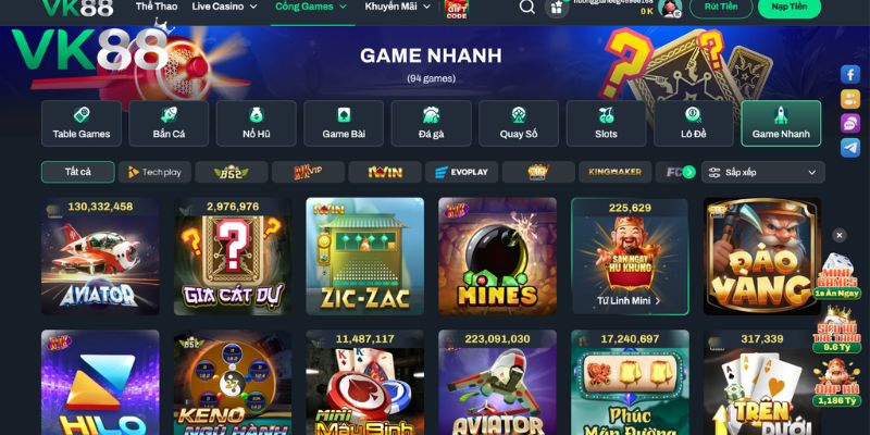 Lý do nên tham gia game nhanh tại nhà cái VK88