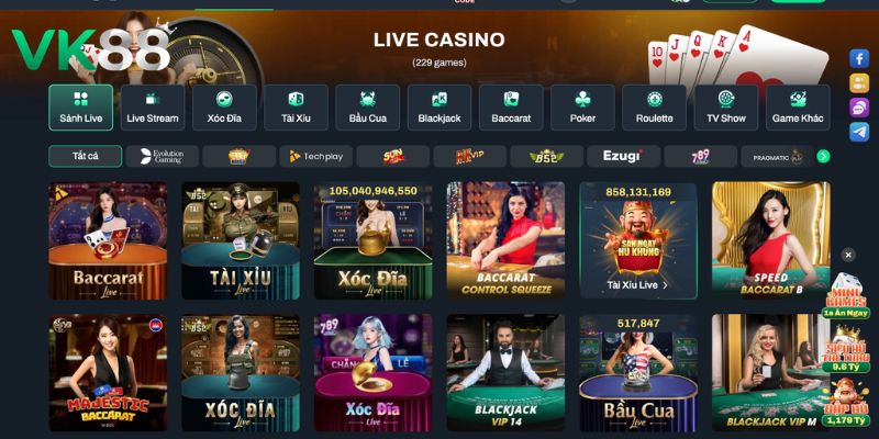 Ưu điểm vượt trội của sảnh cược Casino VK88
